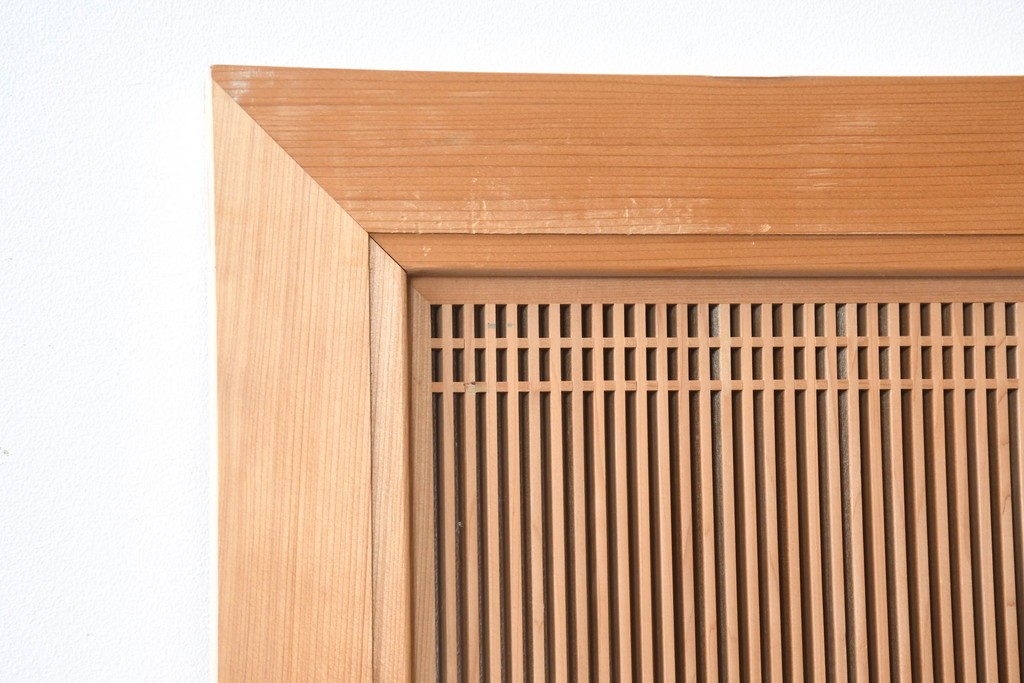 和製ヴィンテージ　昭和後期　上手物　細やかな筬目が上品な大振りの筬欄間2枚セット　(R-083740)