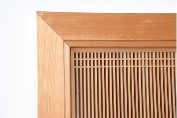 和製ヴィンテージ　昭和後期　上手物　細やかな筬目が上品な大振りの筬欄間2枚セット　(R-083740)