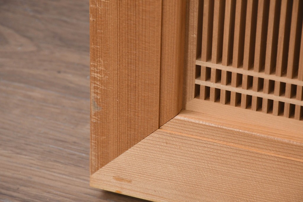 和製ヴィンテージ　昭和後期　上手物　細やかな筬目が上品な大振りの筬欄間2枚セット　(R-083740)