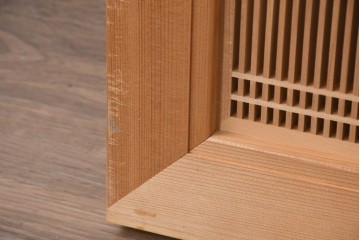 和製ヴィンテージ　昭和後期　上手物　細やかな筬目が上品な大振りの筬欄間2枚セット　(R-083740)