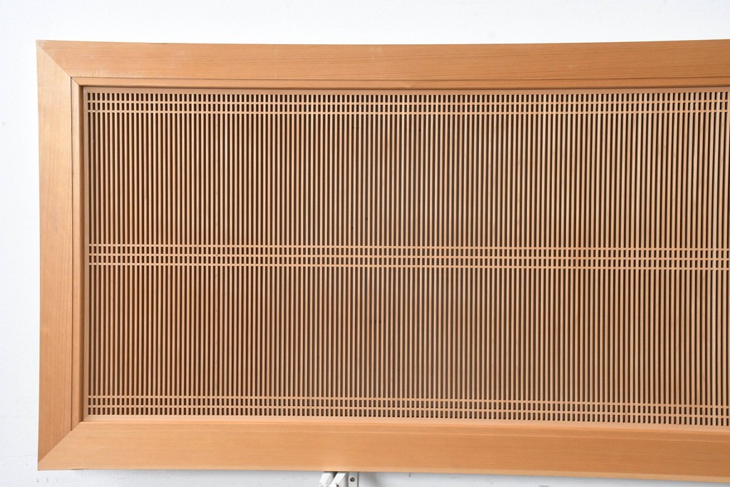 和製ヴィンテージ　昭和後期　上手物　細やかな筬目が上品な大振りの筬欄間2枚セット　(R-083740)