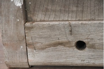 アンティーク建具　明治大正期　総欅(ケヤキ)材　古い木味の風合いが魅力の格子蔵戸1枚　(R-083741)