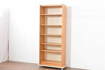 デンマークビンテージ　ビーチ材　シンプルなデザインがお部屋に馴染みやすいオープンシェルフ(本棚、ブックシェルフ、オープンラック、収納棚、飾り棚、ヴィンテージ、北欧)(R-083744)