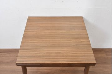 中古　デコラ天板　かわいいデザイン!昭和レトロな雰囲気を醸し出す小振りなエクステンションテーブル(伸長式ダイニングテーブル、拡張テーブル、食卓、2人掛け、4人掛け、6人掛け、2人用、4人用、6人用)(R-083750)