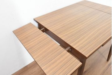 中古　デコラ天板　かわいいデザイン!昭和レトロな雰囲気を醸し出す小振りなエクステンションテーブル(伸長式ダイニングテーブル、拡張テーブル、食卓、2人掛け、4人掛け、6人掛け、2人用、4人用、6人用)(R-083750)
