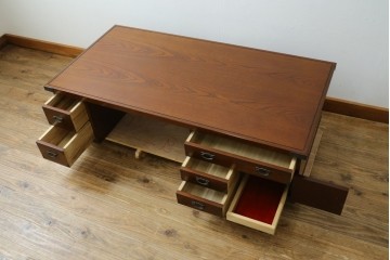 中古　美品　民芸家具　様々な使い方ができる!左右入れ替え可能な組み立て式両袖机　(R-083753)