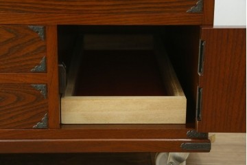 中古　美品　民芸家具　様々な使い方ができる!左右入れ替え可能な組み立て式両袖机　(R-083753)