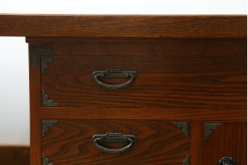 中古　美品　民芸家具　様々な使い方ができる!左右入れ替え可能な組み立て式両袖机　(R-083753)
