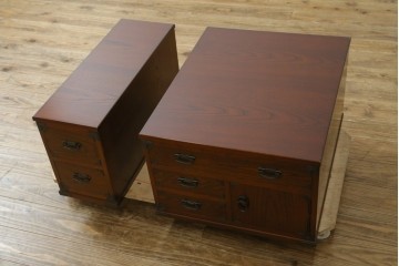 中古　美品　民芸家具　様々な使い方ができる!左右入れ替え可能な組み立て式両袖机　(R-083753)