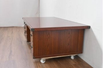 中古　美品　民芸家具　様々な使い方ができる!左右入れ替え可能な組み立て式両袖机(文机、座卓、座机、ローテーブル、作業台、ワークデスク、在宅ワーク、在宅用)(R-083753)