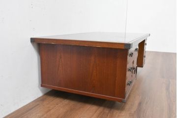 中古　美品　民芸家具　様々な使い方ができる!左右入れ替え可能な組み立て式両袖机(文机、座卓、座机、ローテーブル、作業台、ワークデスク、在宅ワーク、在宅用)(R-083753)