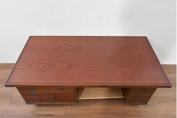 中古　美品　民芸家具　様々な使い方ができる!左右入れ替え可能な組み立て式両袖机(文机、座卓、座机、ローテーブル、作業台、ワークデスク、在宅ワーク、在宅用)(R-083753)