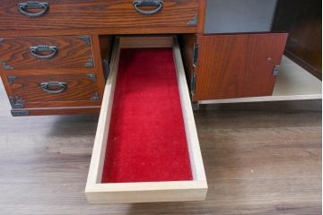 中古　美品　民芸家具　様々な使い方ができる!左右入れ替え可能な組み立て式両袖机(文机、座卓、座机、ローテーブル、作業台、ワークデスク、在宅ワーク、在宅用)(R-083753)