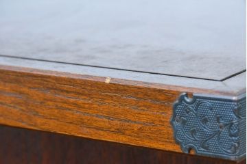 中古　美品　民芸家具　様々な使い方ができる!左右入れ替え可能な組み立て式両袖机(文机、座卓、座机、ローテーブル、作業台、ワークデスク、在宅ワーク、在宅用)(R-083753)