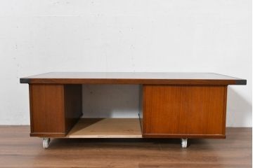 中古　美品　民芸家具　様々な使い方ができる!左右入れ替え可能な組み立て式両袖机(文机、座卓、座机、ローテーブル、作業台、ワークデスク、在宅ワーク、在宅用)(R-083753)