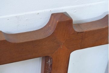 中国ビンテージ　花梨(カリン)材　細部までこだわりを感じる重厚な佇まいの長椅子(木製ベンチ、アームベンチ、板座チェア、長イス、3P、3人掛け、三人掛けソファ、ヴィンテージ)(R-083754)
