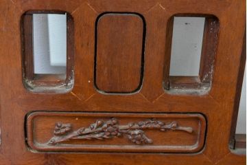 中国ビンテージ　花梨(カリン)材　細部までこだわりを感じる重厚な佇まいの長椅子(木製ベンチ、アームベンチ、板座チェア、長イス、3P、3人掛け、三人掛けソファ、ヴィンテージ)(R-083754)
