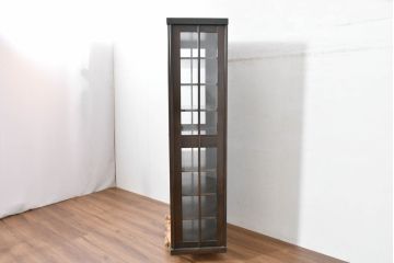 中古　美品　高級品　モリシゲ(MORISHIGE/森繁)　落ち着きのある和モダンデザインが魅力的な三面ガラスキャビネット(ガラスケース、ショーケース、収納棚、戸棚、飾り棚、陳列棚、店舗什器)(定価約70万円)(R-083757)