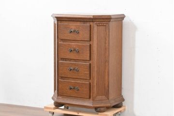 中古　美品　オーク材　小振りなサイズが使いやすい!ダッチカントリースタイルのサイドチェスト(引き出し)(R-083759)