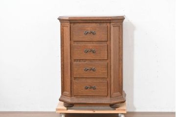 中古　美品　オーク材　小振りなサイズが使いやすい!ダッチカントリースタイルのサイドチェスト(引き出し)(R-083759)