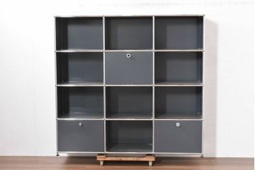 中古　美品　スイス　USMハラー(USM Haller)　洗練されたデザインで収納と美観を両立させるオープンラック(キャビネット、収納棚、飾り棚、陳列棚、店舗什器)(定価約60万円)(R-083761)
