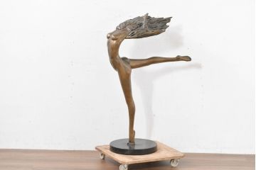 イタリアビンテージ　風を感じる優雅な舞が美しいブロンズ像(置物、オブジェ、女性像、ディスプレイ、ヴィンテージ)(定価約50万円)(R-083762)