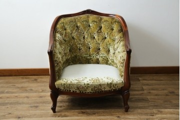 中古　美品　maruni(マルニ木工)　マキシマムシリーズ　エレガントさとクラシカルな雰囲気を兼ね備えたアームソファとオットマンセット(1人掛けソファ、一人掛けソファ、1Pソファ、フットスツール、椅子、イス)(定価約30万円)(R-083766)