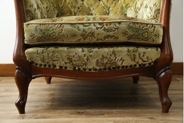 中古　美品　maruni(マルニ木工)　マキシマムシリーズ　エレガントさとクラシカルな雰囲気を兼ね備えたアームソファとオットマンセット(1人掛けソファ、一人掛けソファ、1Pソファ、フットスツール、椅子、イス)(定価約30万円)(R-083766)