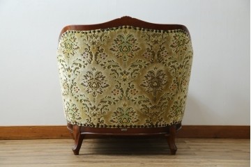 中古　美品　maruni(マルニ木工)　マキシマムシリーズ　エレガントさとクラシカルな雰囲気を兼ね備えたアームソファとオットマンセット(1人掛けソファ、一人掛けソファ、1Pソファ、フットスツール、椅子、イス)(定価約30万円)(R-083766)