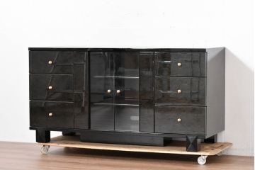 中古　美品!!　国産職人手作り　高級家具　鏡面仕上げのシックなテレビボード(テレビ台、リビングボード、収納棚、戸棚、サイドキャビネット)(R-083773)