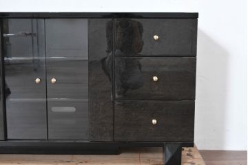 中古　美品!!　国産職人手作り　高級家具　鏡面仕上げのシックなテレビボード(テレビ台、リビングボード、収納棚、戸棚、サイドキャビネット)(R-083773)