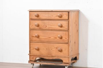 フランスアンティーク　パイン材　カントリースタイルのお部屋におすすめ!木のぬくもり溢れるサイドチェスト(引き出し)(R-083775)
