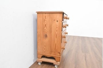 フランスアンティーク　パイン材　カントリースタイルのお部屋におすすめ!木のぬくもり溢れるサイドチェスト(引き出し)(R-083775)