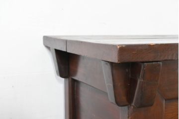 アジアンビンテージ　欅(ケヤキ)材　松材　アンティーク調　オリエンタルな雰囲気を醸し出す豆びつ(韓国、豆櫃、米びつ、サイドテーブル、バンダヂ、バンダジ、バンダチ、収納箱、収納付きベンチ、スツール、店舗什器、ヴィンテージ)(R-083778)