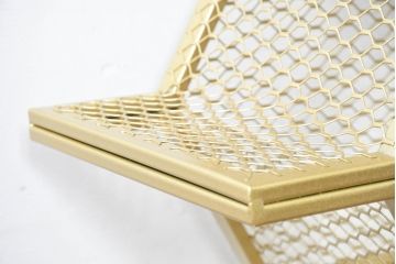 中古　展示品　美品　高級輸入家具　コティル(kotile)　六角形のハニカム構造がお洒落!アートのようにディスプレイできるハニカムメタルシェルフ(飾り棚、陳列棚、オープンラック、オープンシェルフ)(定価約28万円)(R-083779)