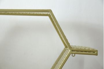 中古　展示品　美品　高級輸入家具　コティル(kotile)　六角形のハニカム構造がお洒落!アートのようにディスプレイできるハニカムメタルシェルフ(飾り棚、陳列棚、オープンラック、オープンシェルフ)(定価約28万円)(R-083779)