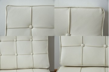 イタリアビンテージ　リプロダクト品　本革　モダンな寛ぎ空間を演出するバルセロナチェアとオットマンのセット(バルセロナスツール、1人掛けソファ、椅子、イス、ヴィンテージ)(当時25万円で購入)(R-083780)