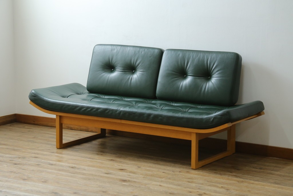 中古　カンディハウス(CONDE HOUSE)　アルプ(ALP)　本革　シンプルで美しい北欧モダンデザインの2人掛けソファ　定価約42万円　(R-083782)