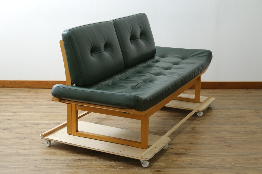 中古　カンディハウス(CONDE HOUSE)　アルプ(ALP)　本革　シンプルで美しい北欧モダンデザインの2人掛けソファ　定価約42万円　(R-083782)