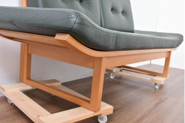 中古　カンディハウス(CONDE HOUSE)　アルプ(ALP)　本革　シンプルで美しい北欧モダンデザインの2人掛けソファ(ダイニングソファ、レザーソファ、2P、二人掛け、2人掛け)(定価約42万円)(R-083782)