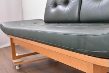 中古　カンディハウス(CONDE HOUSE)　アルプ(ALP)　本革　シンプルで美しい北欧モダンデザインの2人掛けソファ(ダイニングソファ、レザーソファ、2P、二人掛け、2人掛け)(定価約42万円)(R-083782)