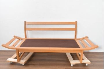 中古　カンディハウス(CONDE HOUSE)　アルプ(ALP)　本革　シンプルで美しい北欧モダンデザインの2人掛けソファ(ダイニングソファ、レザーソファ、2P、二人掛け、2人掛け)(定価約42万円)(R-083782)