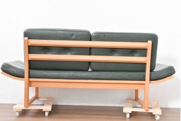 中古　カンディハウス(CONDE HOUSE)　アルプ(ALP)　本革　シンプルで美しい北欧モダンデザインの2人掛けソファ(ダイニングソファ、レザーソファ、2P、二人掛け、2人掛け)(定価約42万円)(R-083782)