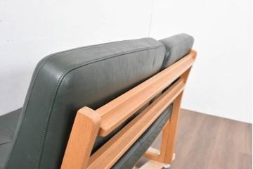 中古　カンディハウス(CONDE HOUSE)　アルプ(ALP)　本革　シンプルで美しい北欧モダンデザインの2人掛けソファ(ダイニングソファ、レザーソファ、2P、二人掛け、2人掛け)(定価約42万円)(R-083782)