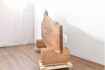 和製アンティーク　特大!!　重厚　杢目の良い総欅(ケヤキ)材一枚板　自然の風合いを活かした温かみあるデザインが魅力の衝立て(パーテーション、つい立て、衝い立て、間仕切り)(R-083790)