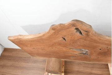 和製アンティーク　特大!!　重厚　杢目の良い総欅(ケヤキ)材一枚板　自然の風合いを活かした温かみあるデザインが魅力の衝立て(パーテーション、つい立て、衝い立て、間仕切り)(R-083790)