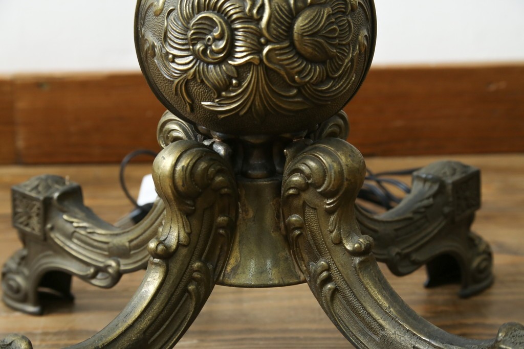 イタリアビンテージ　高級イタリア輸入品　ONYX ART　クラシカルエレガント　大理石ポールと美しい真鍮細工のフロアスタンド　(R-083792)