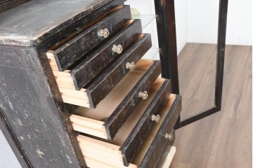 和製アンティーク　ペイント仕上げ限定　見せる収納・隠す収納!インテリアを楽しめるデンタルキャビネット　(R-083800)