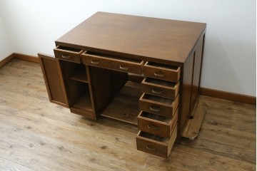 和製アンティーク　レトロな雰囲気が魅力の両袖机　(R-083801)