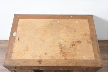 和製アンティーク　レトロな雰囲気が魅力の両袖机(デスク、ワークデスク、在宅用、在宅ワーク用)(R-083801)